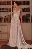 Ladivine CB168W Fitted Bridal Gown Plunging Neckline Side Sash Panel