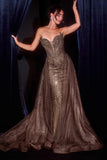 Ladivine CB172 Beaded Strapless Dress & Tulle Overskirt