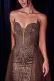 Ladivine CB172 Beaded Strapless Dress & Tulle Overskirt