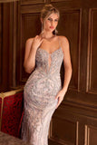 Ladivine CC0240 Dress Pearl Embellished Fit & Flare Gown