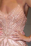 Ladivine CC0688 Dress Pearl and Crystal Strapless Fitted Gown - ROSE GOLD