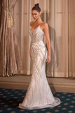 Ladivine CC0688W Fitted Bridal Gown Strapless Plunging Neckline