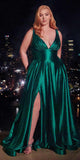 Ladivine CC2349C Long Glitter Stretch Satin A-Line Evening Gown