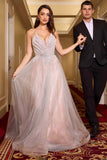 Ladivine CC2531 Dress Pearl Embellished A-Line Gown - silver-nude