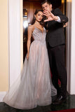 Ladivine CC2531 Dress Pearl Embellished A-Line Gown - silver-nude