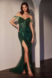 Ladivine CC324 Dress Off The Shoulder Beaded Fitted Prom Gown