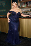 Ladivine CC341C Off The Shoulder Beaded Curve Gown