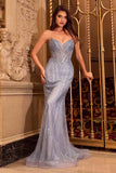 Ladivine CC416 Dress Sequin Strapless Fitted Gown