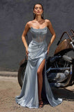 Ladivine CC463 Strapless Sweetheart Fitted Satin Skirt Gown