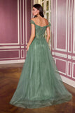 Ladivine CC493 Regal Off the Shoulder Soft Tulle Straps Ball Gown