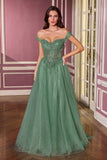 Ladivine CC493 Regal Off the Shoulder Soft Tulle Straps Ball Gown
