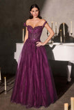 Ladivine CC493 Regal Off the Shoulder Soft Tulle Straps Ball Gown