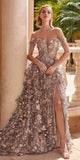 Ladivine CC5299 Long Off the Shoulder Floral Applique Ball Gown