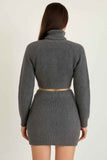 Knit Mock Neck Top And Skirt