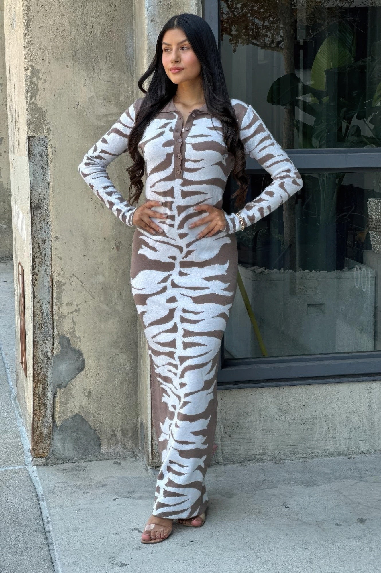 Animal Print Sweater Dress Body Con  DiscountDressShop