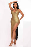 One Shoulder Slit Maxi Dress