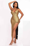 One Shoulder Slit Maxi Dress