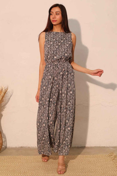 Night Meadow Sleeveless Bubble Jumpsuit