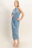 Sleeveless Denim Midi Dress