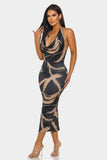 Fierce Stroke Halter Midi Dress