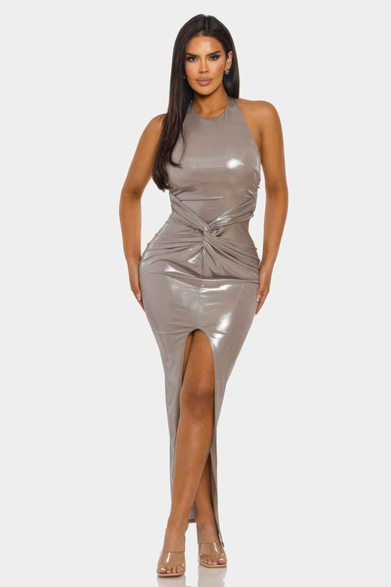 Lustrous Knot Midi Dress