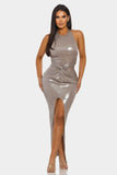 Lustrous Knot Midi Dress