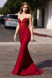 Ladivine CC8885 Strapless Sweetheart Fitted Rhinestone Gown