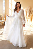 Cinderella Divine CD0192W Long Sleeve A-Line Chiffon Dress