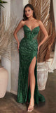 Ladivine CD0227 Long Strapless Embellished Beaded Formal Gown