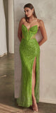 Ladivine CD0227 Long Strapless Embellished Beaded Formal Gown