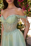 Ladivine CD0247 Off the Shoulder a-Line Tulle Short Dress