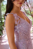 Ladivine CD0249 Tulle A-Line Short Dress with Floral Details