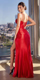 Ladivine CD346 Long Corset Front and Back Fitted Red Dress