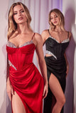 Ladivine CD375 Dress Satin Cut Out Fitted Gown