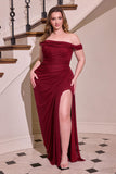 Ladivine CD387C Formal Soirées Off Shoulder Ruched Bodice Plus Size Dress