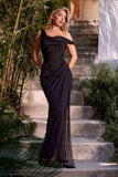 Ladivine CD387 Formal Soirées Off Shoulder Ruched Bodice Evening Dress
