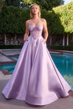 Ladivine CD389 Long A-Line Mikado Skirt Strapless Formal Dress