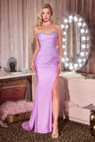 Ladivine CD391 Long Stretch Satin Fitted Prom Gown