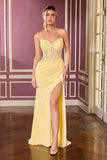 Ladivine CD397 Radiant Dimensional Floral Beading Fitted Gown