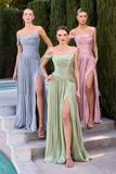 Ladivine CD409 One Shoulder Flowing Luminescent Chiffon A-Line Dress