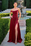 Ladivine CD409 One Shoulder Flowing Luminescent Chiffon A-Line Dress
