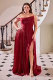 Ladivine CD409 One Shoulder Flowing Luminescent Chiffon A-Line Dress