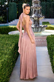 Ladivine CD412 Elegant Plunging Halter Flowing A-Line Gown