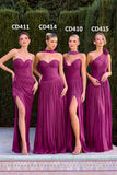 Ladivine CD410 Luminescent Chiffon Strapless Dress High Slit Skirt