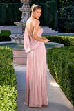 Ladivine CD418 One Shoulder A-Line Pleated Luminescent Chiffon Gown