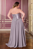 Ladivine CD668C Sculpted Satin Corset Bodice A-Line Plus Size Ball Gown