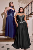 Ladivine CD668C Sculpted Satin Corset Bodice A-Line Plus Size Ball Gown
