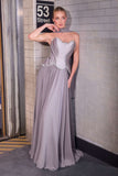 Ladivine CD668 Sculpted Satin Corset Bodice Timeless A-Line Ball Gown
