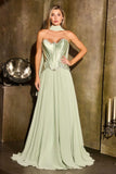 Ladivine CD668 Sculpted Satin Corset Bodice Timeless A-Line Ball Gown