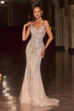 Ladivine CD674 Sculpted Silhouette Sparkling Sequin Soft Tulle Fitted Gown